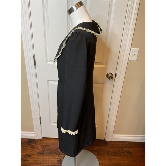Tuckernuck Black Saxby Dress Long Sleeve Knee Length Dress w/ Lace Trim Size S - Picture 5 of 7